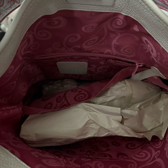 Brighton White Leather Purse W/ Pink Belt Buckle Strap - Picture 5 of 5